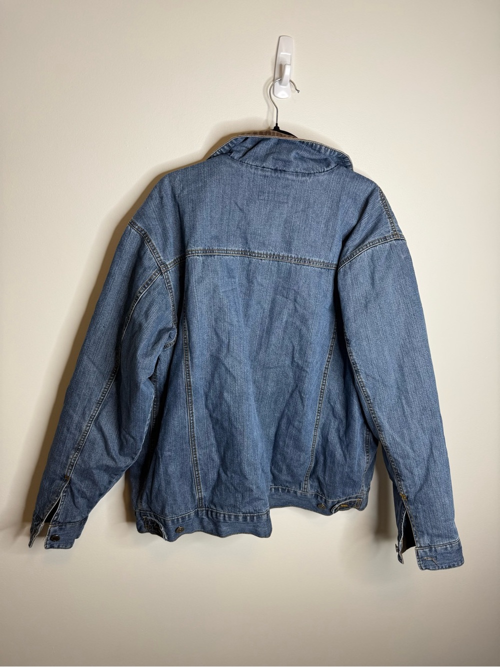 Wrangler Blue Denim Jacket with Brown Corduroy Collar and Red Plaid Lining large - Picture 8 of 8
